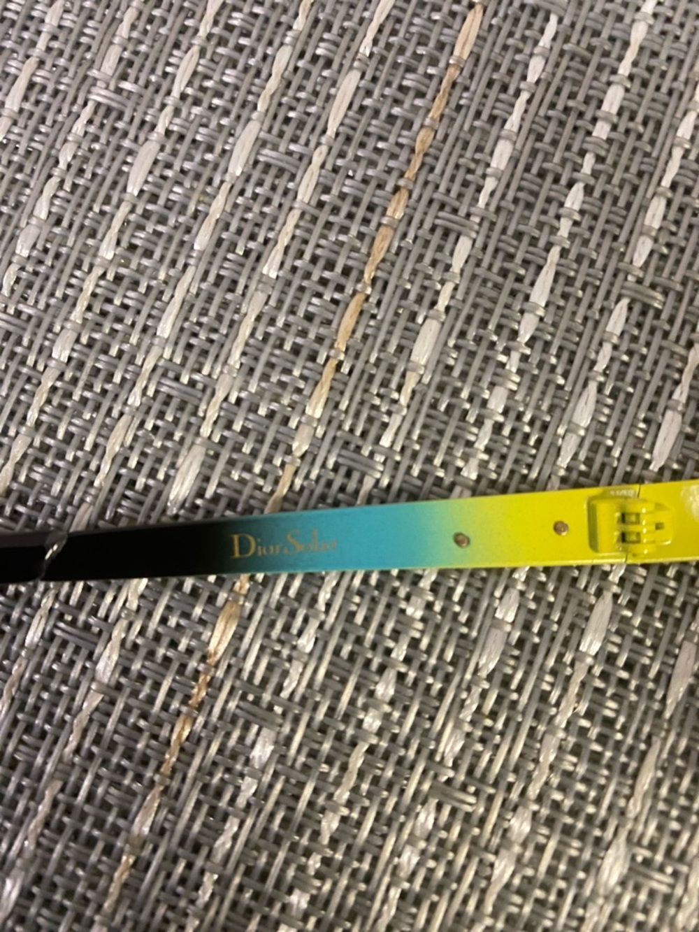 Dior Mirrored Blue Lens Shield Sunglasses with Pink and Yellow Accents - Picture 5 of 6